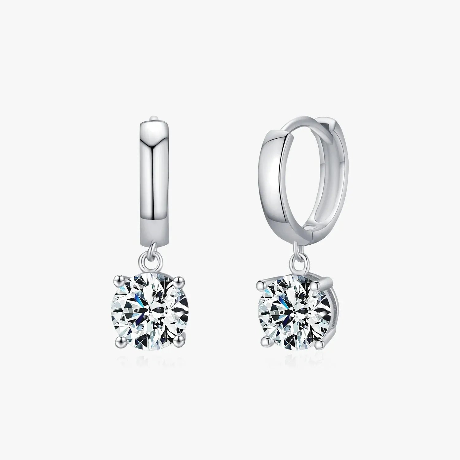 Moissanite floating huggie hoops in sterling silver - 1.0ct or 2.0ct options