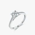 Moissanite lunaria ring in sterling silver - 1.0ct centre stone with CZ accents
