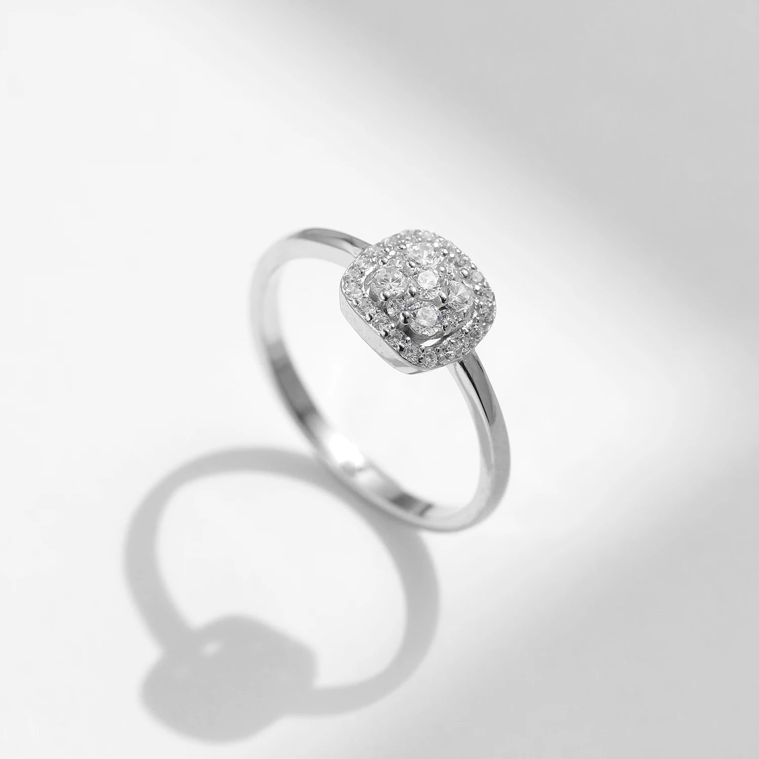 Moissanite pave ring - continuous pave setting detail view