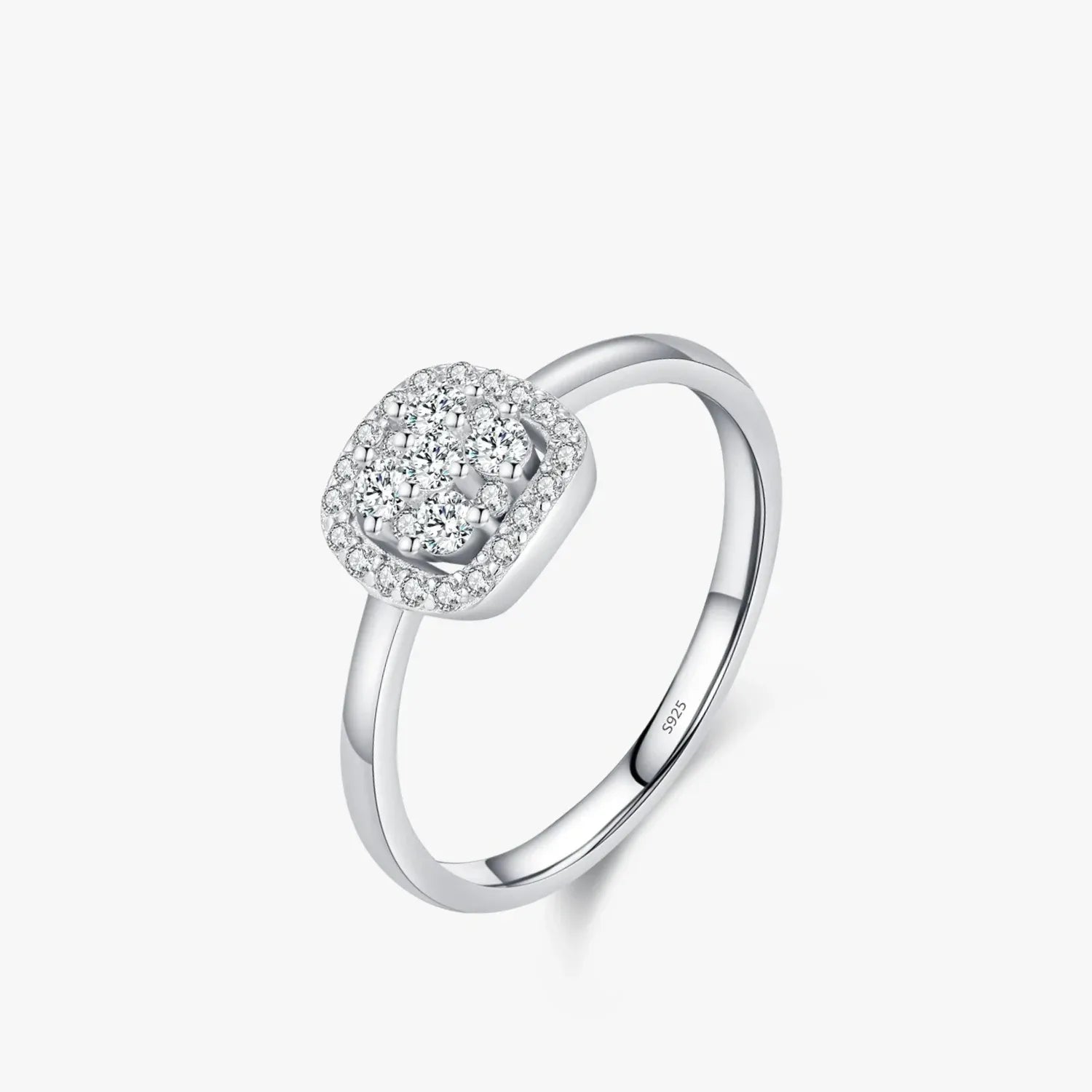 Moissanite pave ring in sterling silver - 0.4ct continuous sparkle design