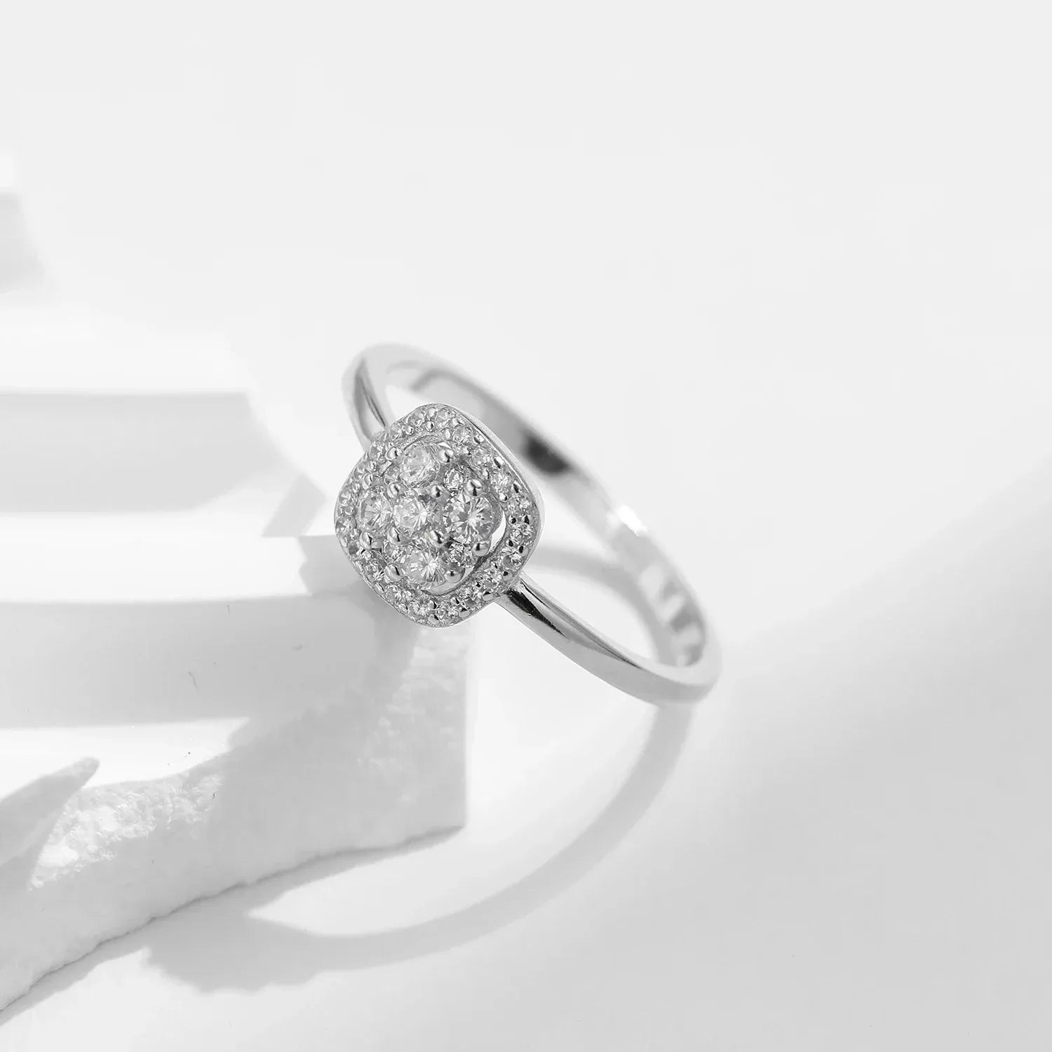 Moissanite pave statement ring - sparkling continuous design detail