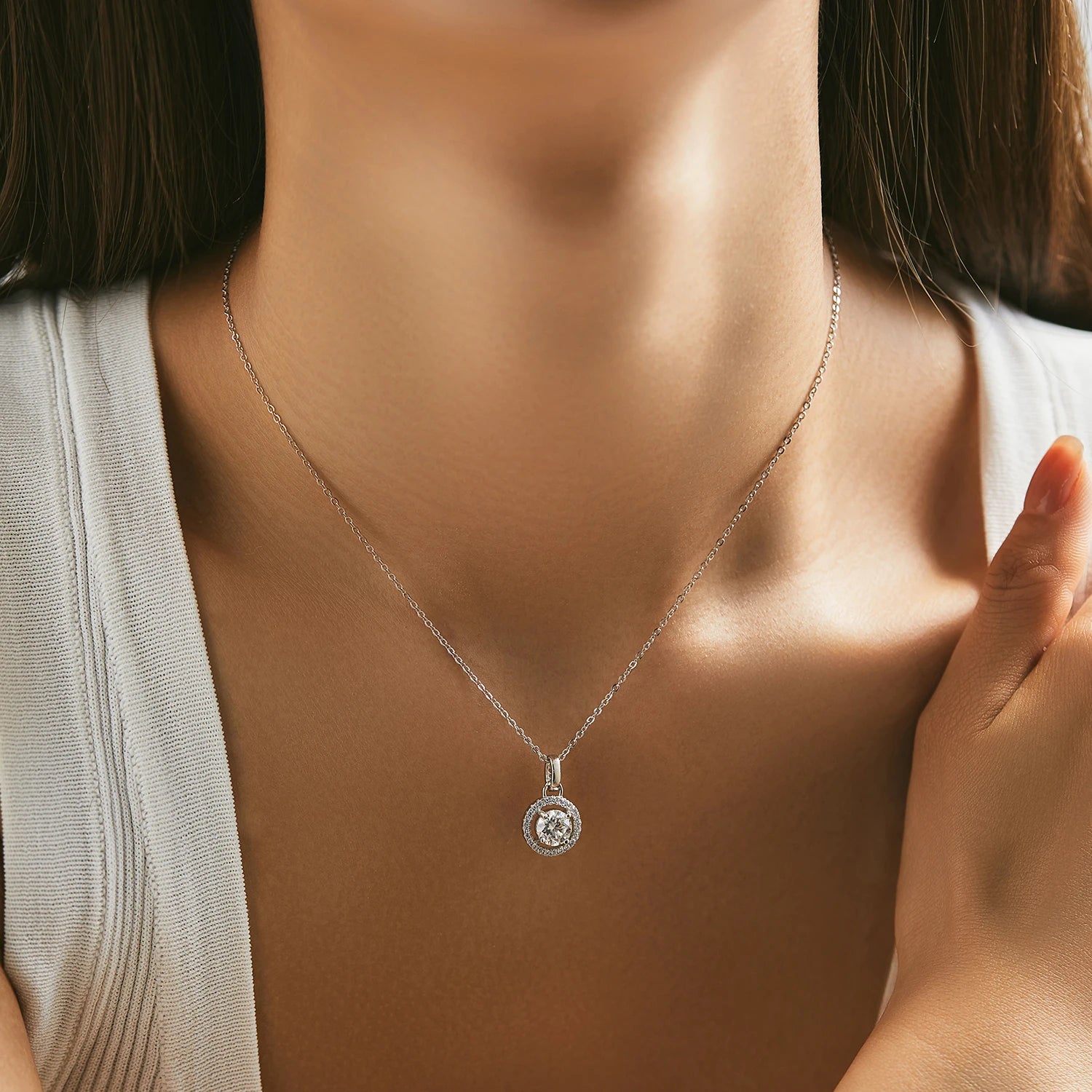 Halo Moissanite Necklace