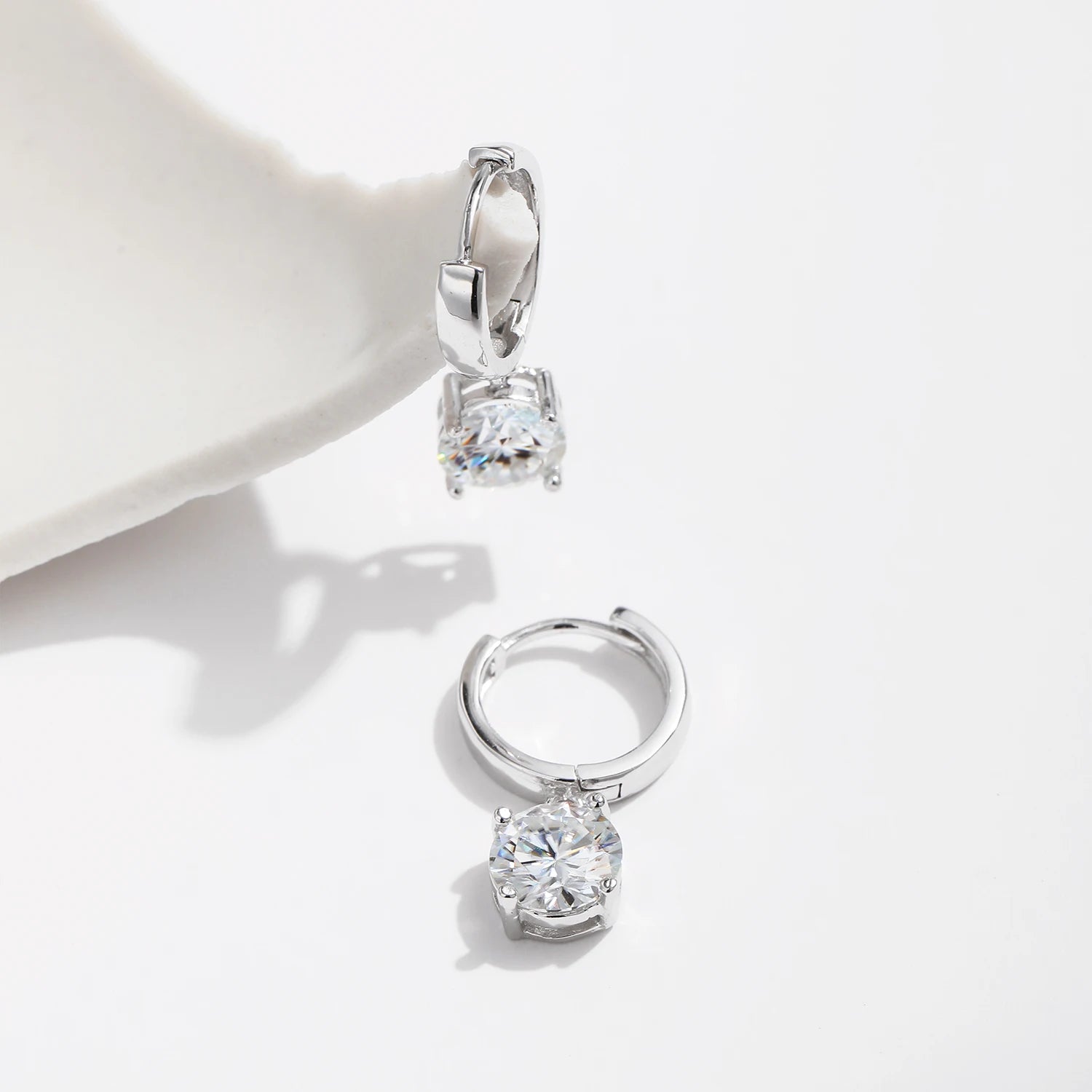 Floating Moissanite Huggies