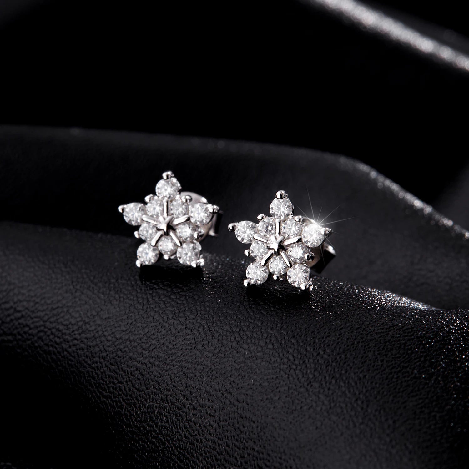 Snowflake Moissanite Studs