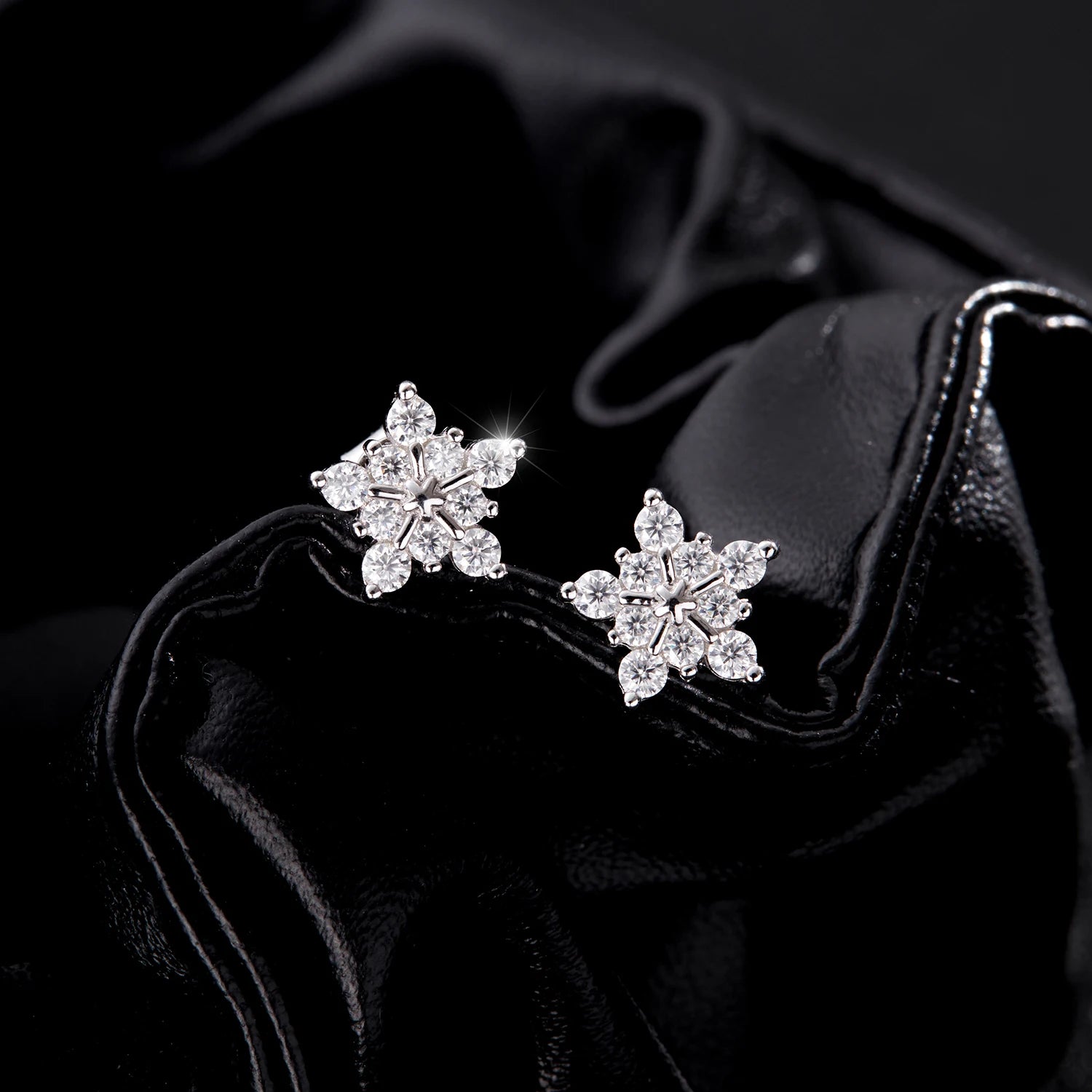 Snowflake Moissanite Studs
