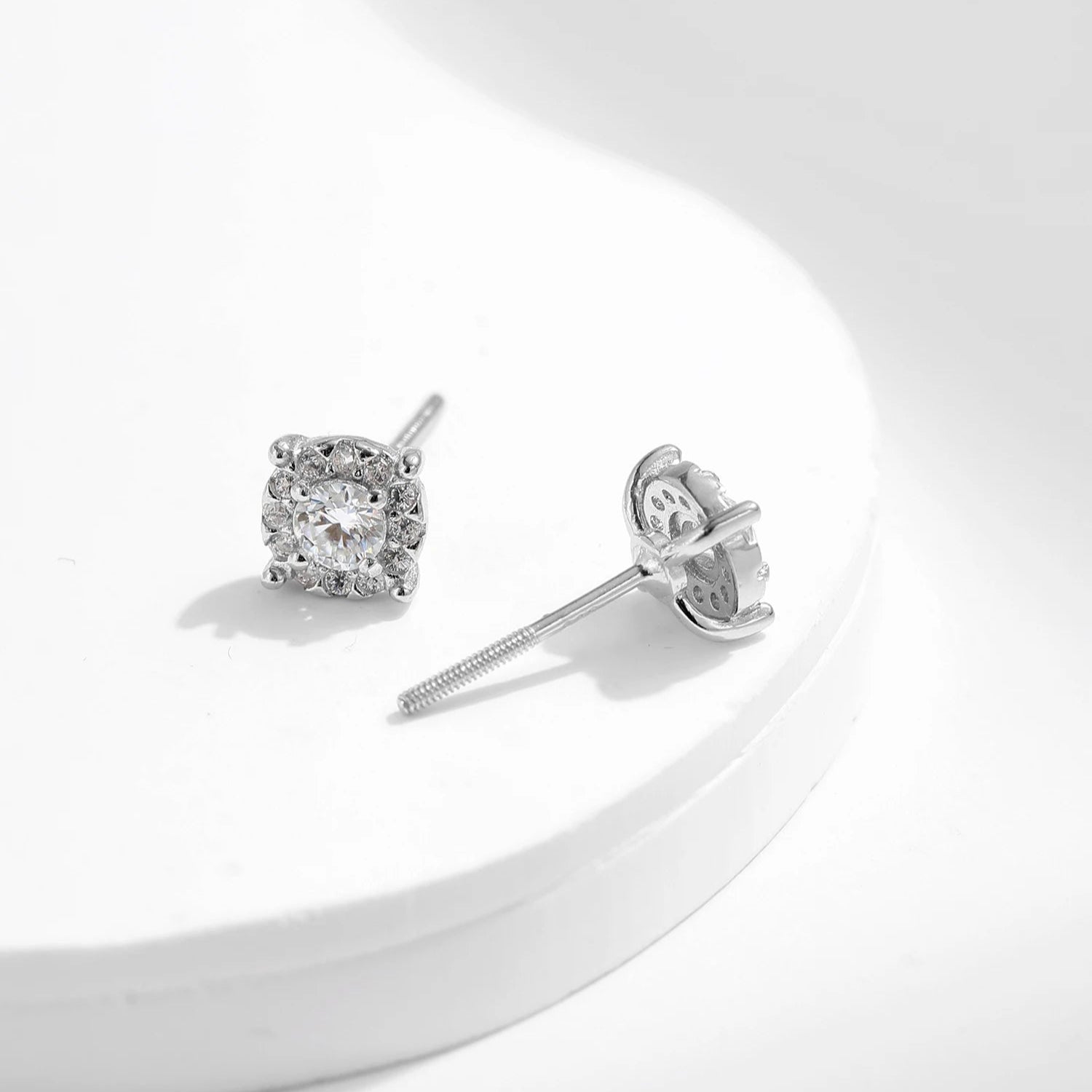 Halo Moissanite Studs