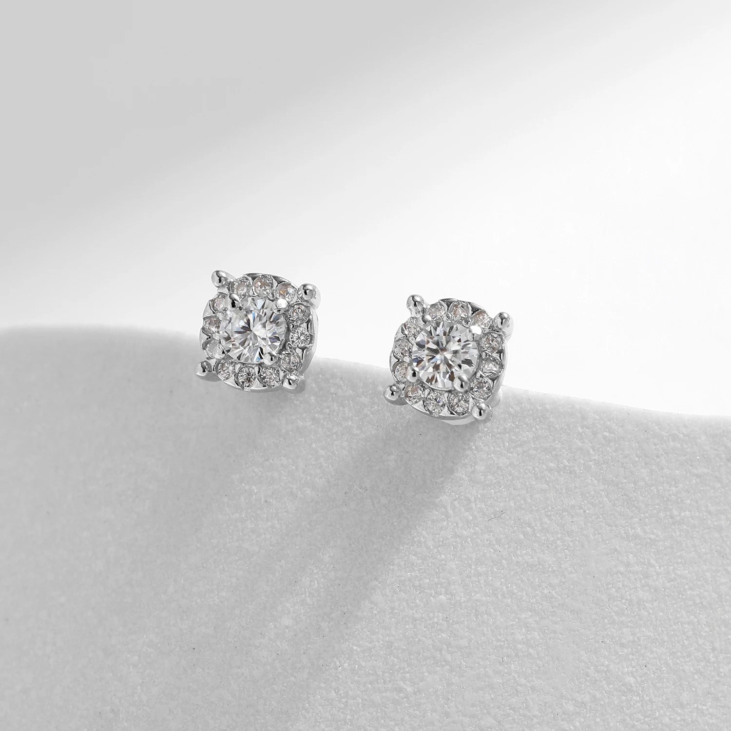 Halo Moissanite Studs
