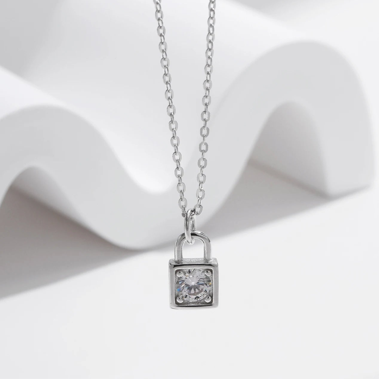 Lock Moissanite Necklace