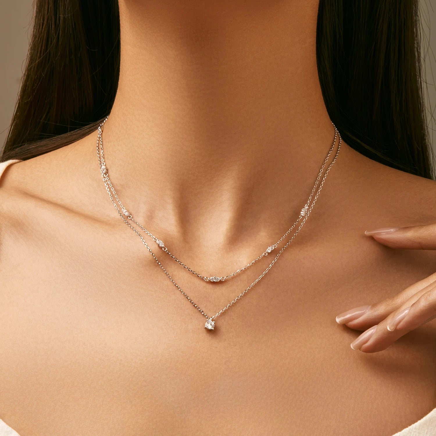 Duet Moissanite Necklace