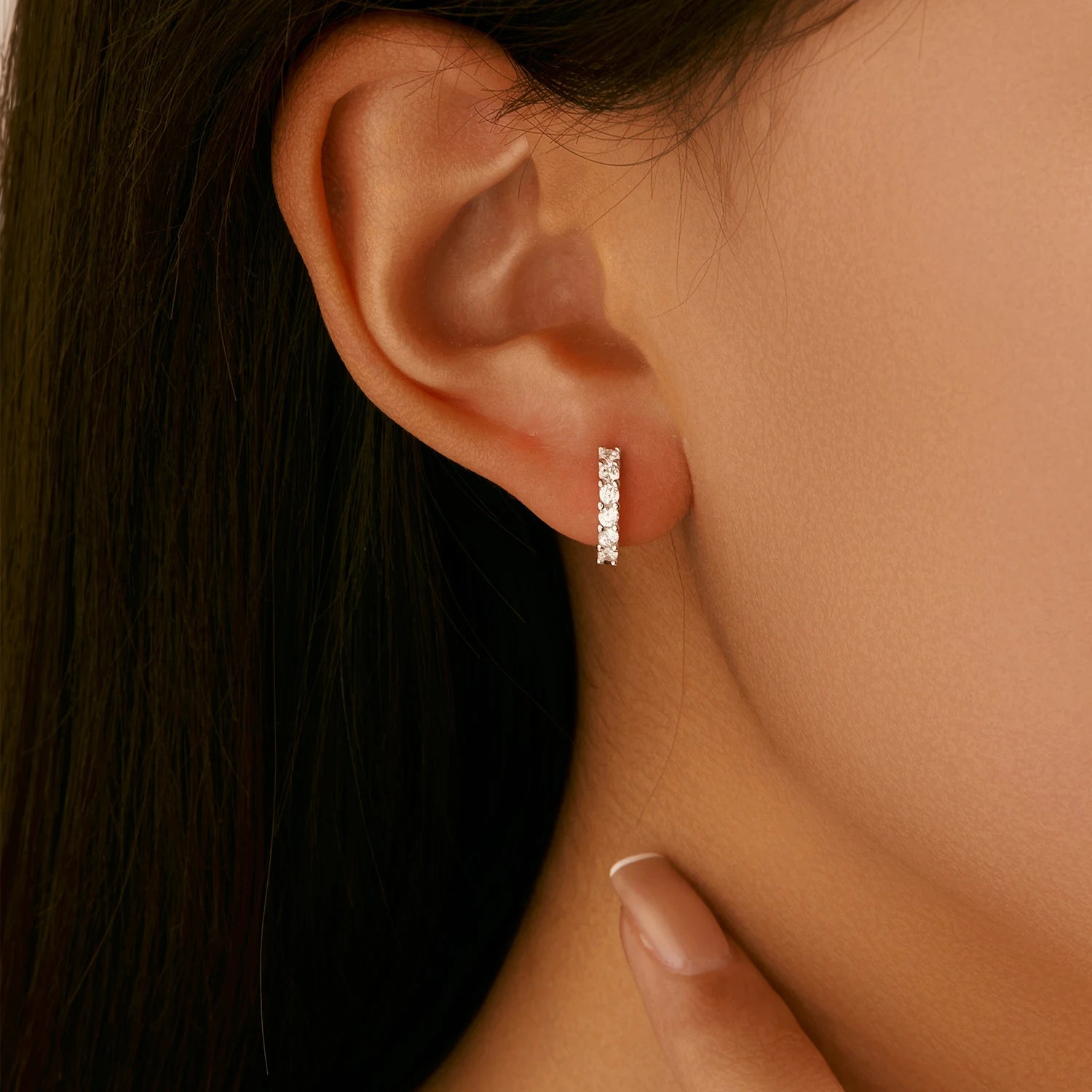 Pavé Moissanite Huggies