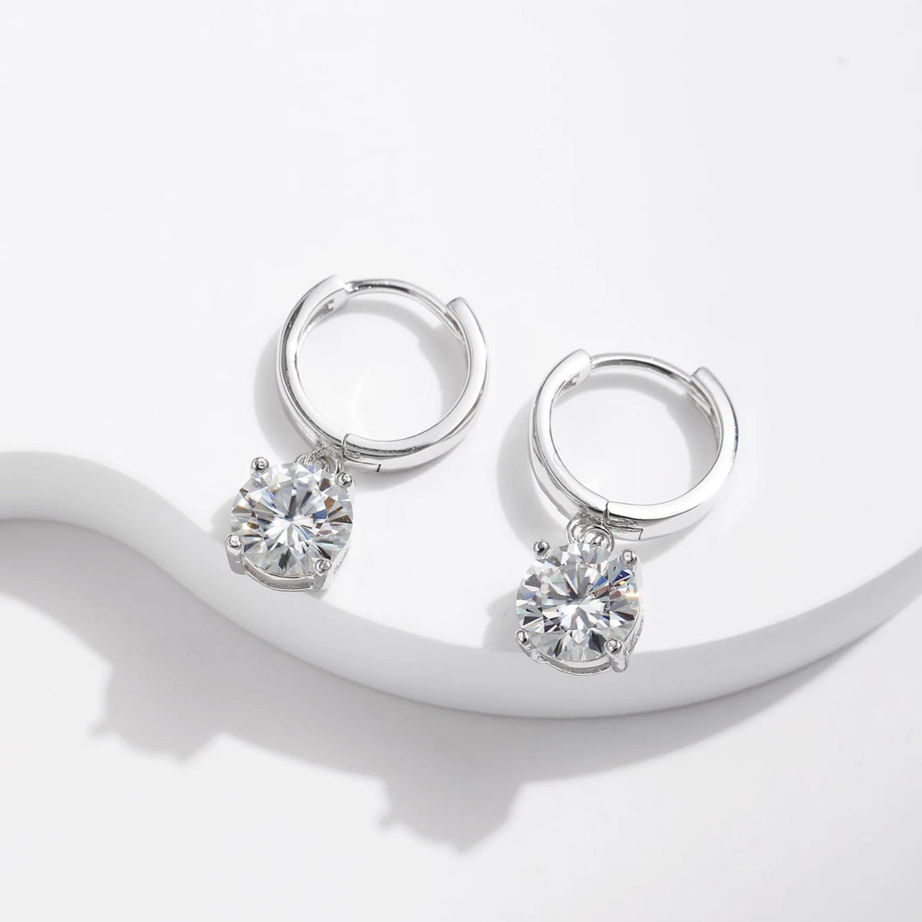 Floating Moissanite Huggies