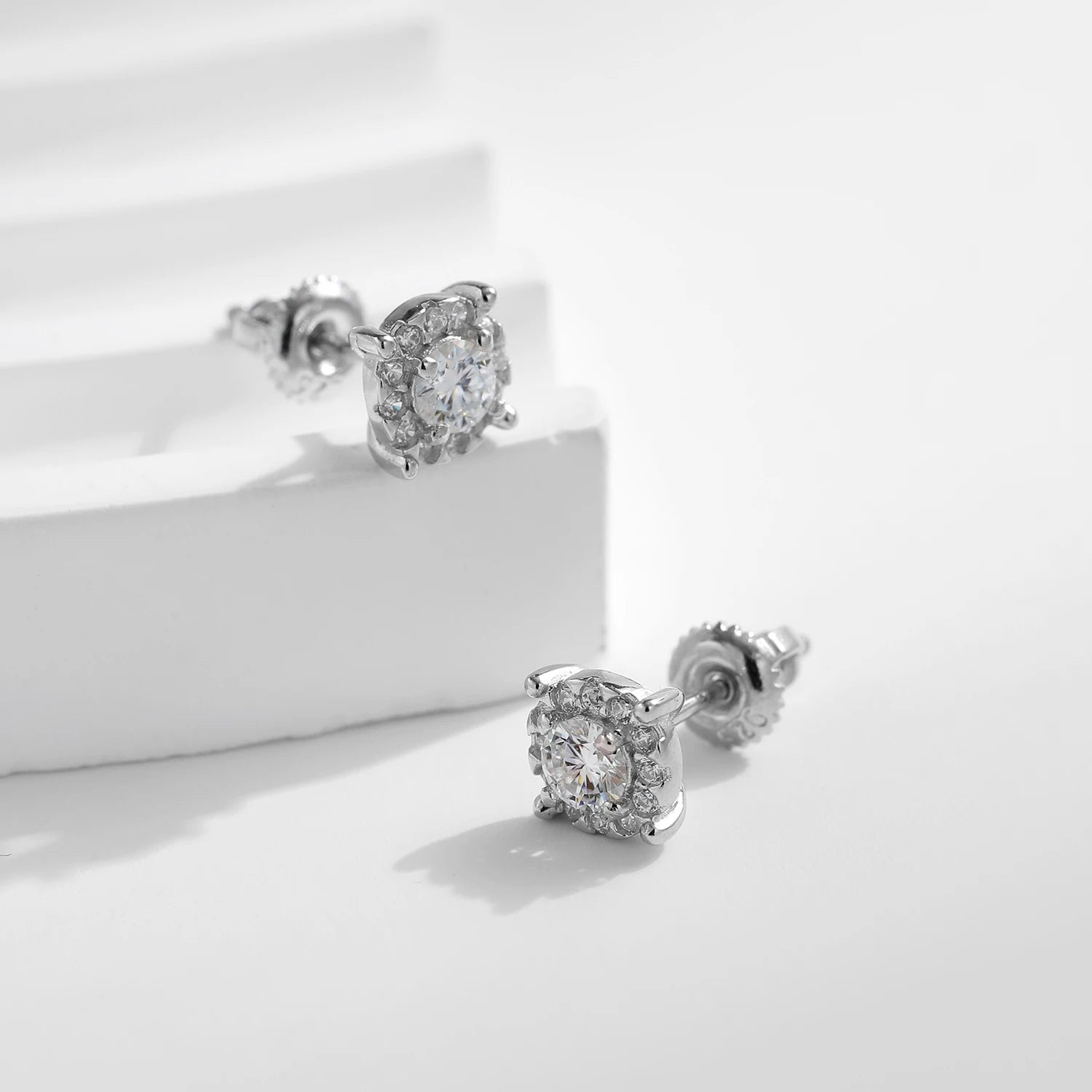 Halo Moissanite Studs